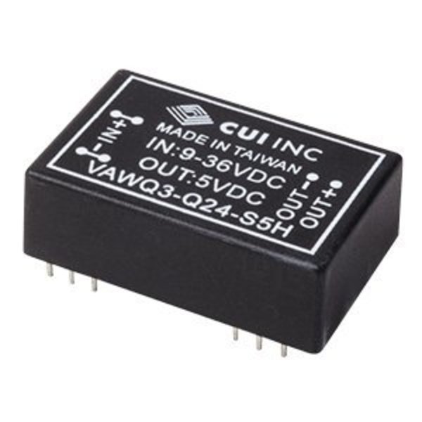 Cui Inc DC to DC Converter, 48V DC to 12/ -12V DC, 3VA, 0 Hz VAWQ3-Q48-D12H